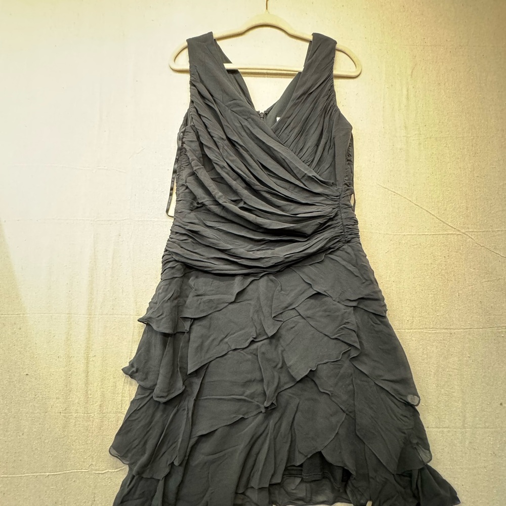 Tadashi Shoji Charcoal Layered High Low Dress